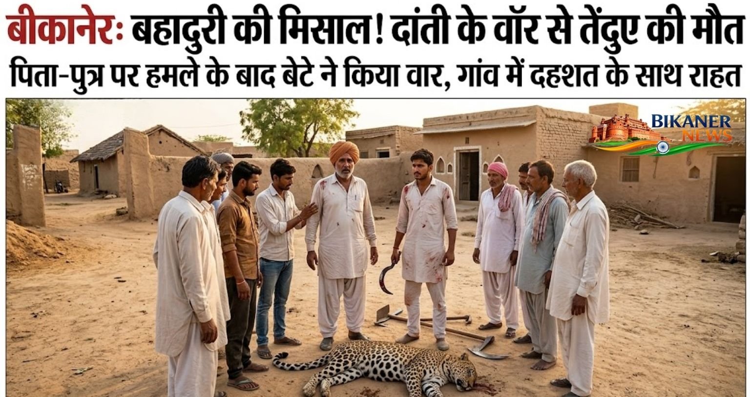 बीकानेर: इस गांव में तेंदुए ने पिता-पुत्र पर किया हमला, दांती के वॉर से लेपर्ड की मौत