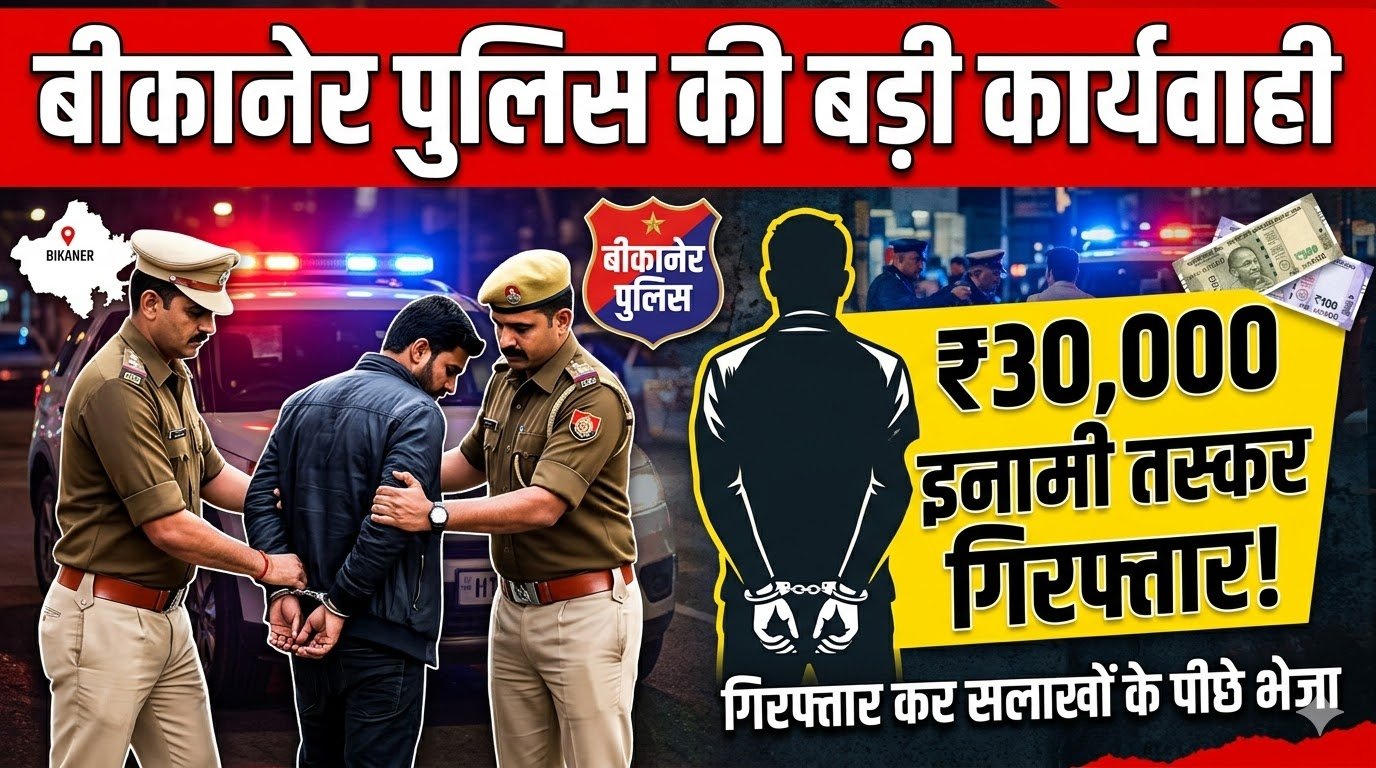 बीकानेर पुलिस की बड़ी कार्यवाही, 30 हजार के इनामी तस्कर को किया गिरफ्तार