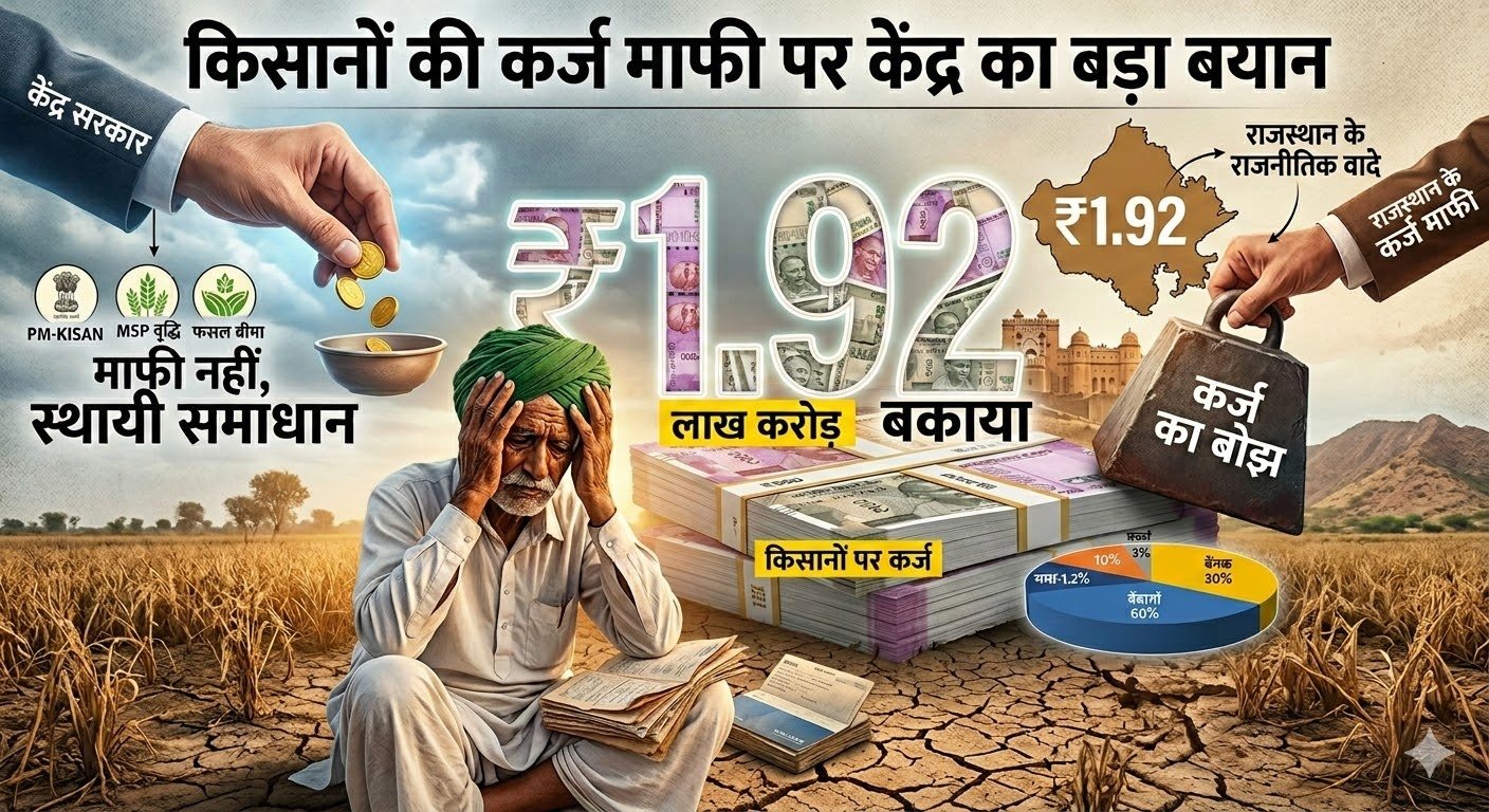 किसानों की कर्ज माफी पर केंद्र का बड़ा बयान, राजस्थान पर ₹1.92 लाख करोड़ बकाया