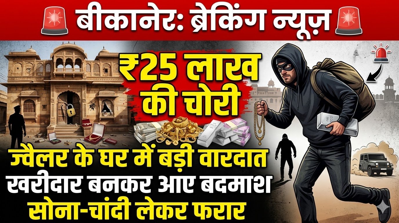 बीकानेर: ज्वैलर्स के घर से 25 लाख की चोरी