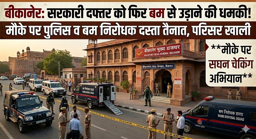 बीकानेर के इस सरकारी ऑफिस को फिर मिली बम से उड़ाने की धमकी, पुलिस पहुंची मोके पर