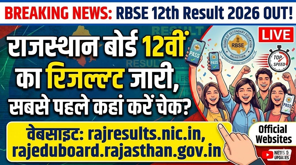 RBSE 12th Result 2026 : राजस्थान बोर्ड 12वीं का रिजल्ट जारी , सबसे पहले कहां करें चेक?