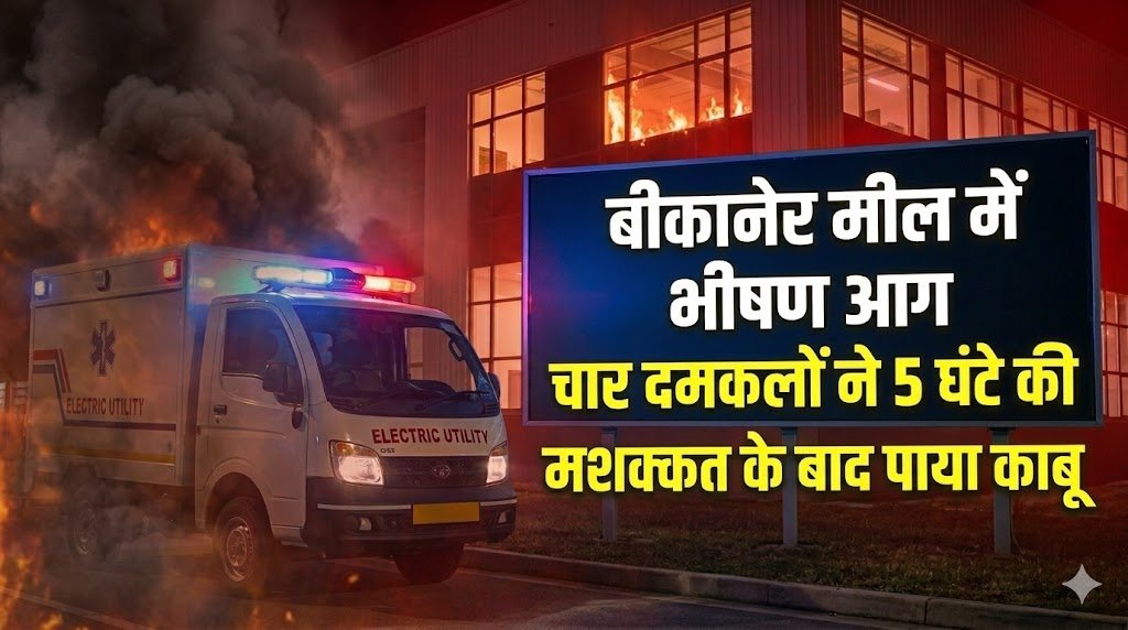 बीकानेर: मील में लगी भीषण आग, चार दमकलों ने 5 घंटे की मशक्कत के बाद पाया काबू