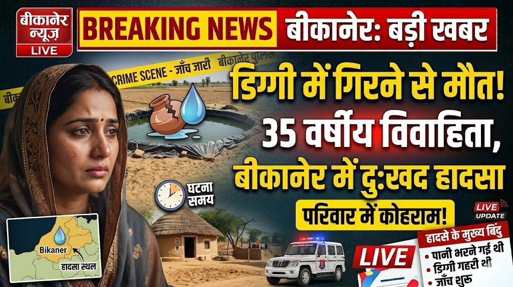 बीकानेर: पानी की डिग्गी में गिरने से 35 वर्षीय विवाहिता की मौत